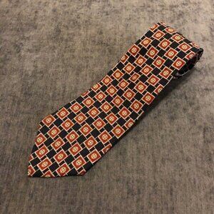 Geoffrey Beene New York NeckTie Classic Black Red Gold Emblem Work